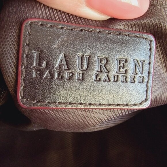 Lauren Ralph Lauren Dark Red Burgundy Leather Barrel Satchel Bag Purse - Picture 13 of 16